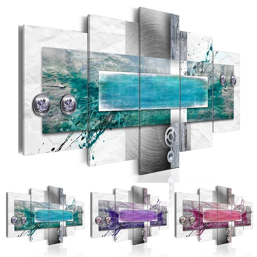 

Home Decor Wall Art Canvas 5 Pieces Abstract Metal Texture Painting Print Poster Modular Picture Cuadros For Bedroom Framework