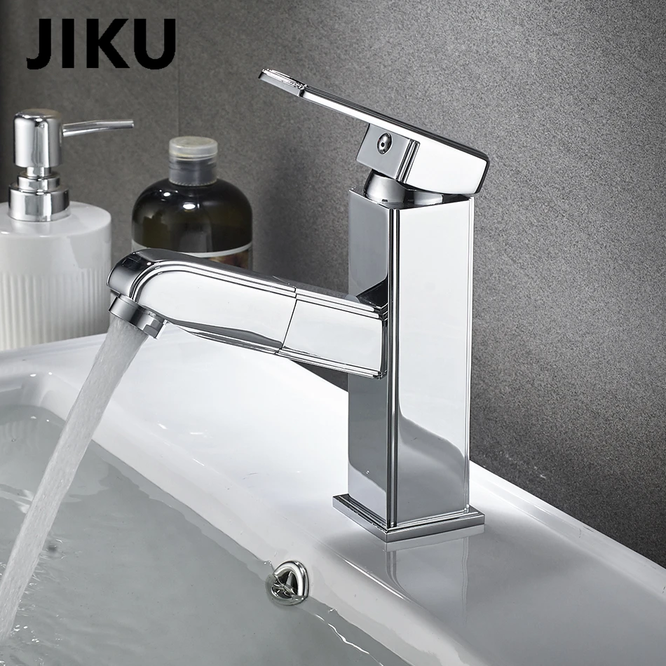 

JIKU Wash Hair For Pull Out Hot And Cold Faucet Bathroom Sink Vessel water pump Basin Expandab Tap Bathroom Accessories