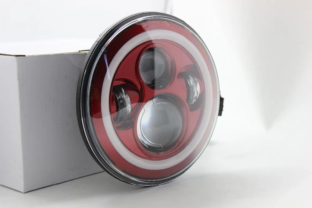  2 X Wrangler 7 Inch 40W Red LED Headlight with Red Halo Ring DRL Headlamps For Jeep Wrangler JK for - 32810805263