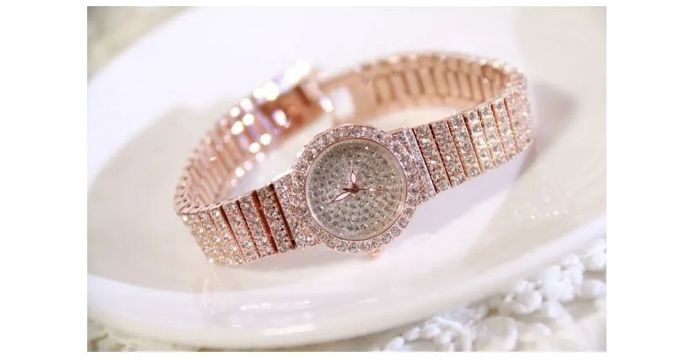 Серебряный браслет комплект Diamond Часы браслет леди Элитная одежда изделия шарма часы со стразами Bling Кристалл браслет