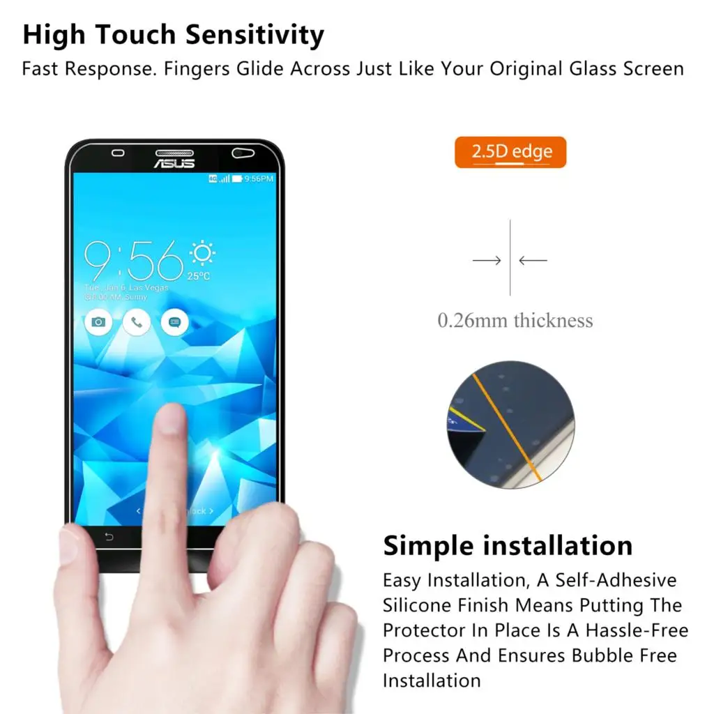 Закаленное стекло премиум класса 2.5D 0 26 мм 9H для Asus Zenfone 2 Deluxe ZE551ML ZE550ML 5 защитная
