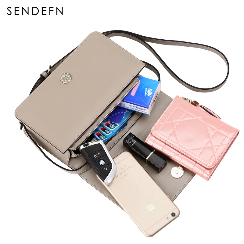 Брендовая качественная женская сумка мессенджер SENDEFN из спилка модная через