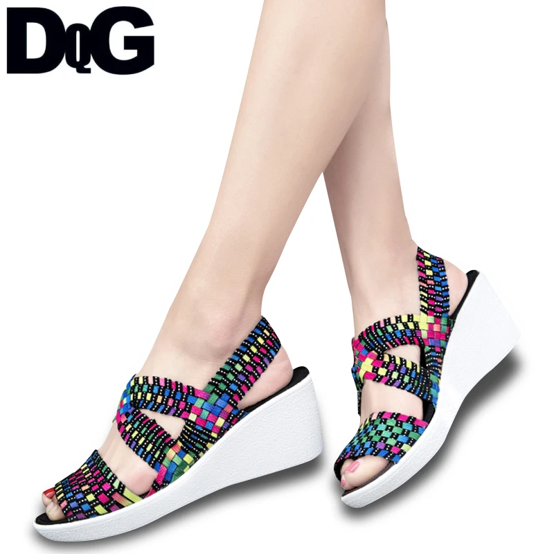 

DQG 2018 Summer Women Shoes Sandals Casual Slip On Zapatos Mujer Zapatillas Platform Wedges Female Sandals Chaussures Femme