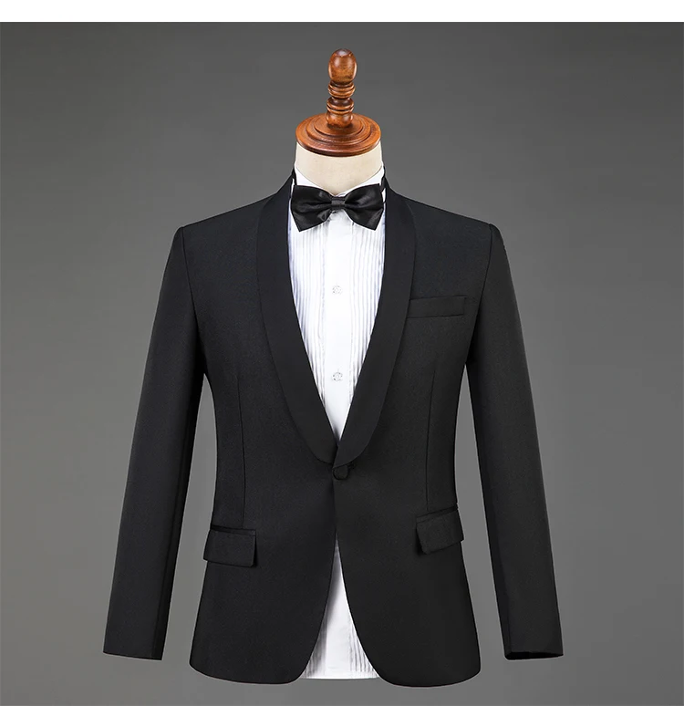 Men Jacket Suit Black White Outfit Stand Collar Coat Set Male Party Clothes Nightclub Bar Costume Singer Performance Wear DT743