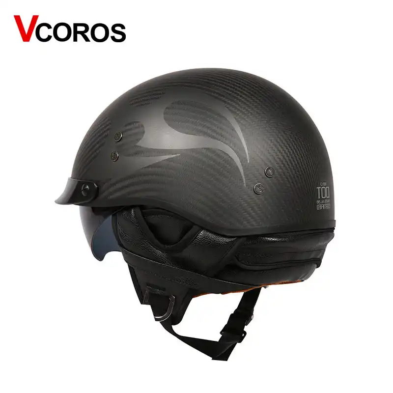 Motorcycle Half Face Helmet Vintage Open Face Helmet with Sun Visor DOT//ECE Approved Half Face Cycling Helmets Unisex-Adult Size Cruiser Scooter Motorcycle Half Helmet