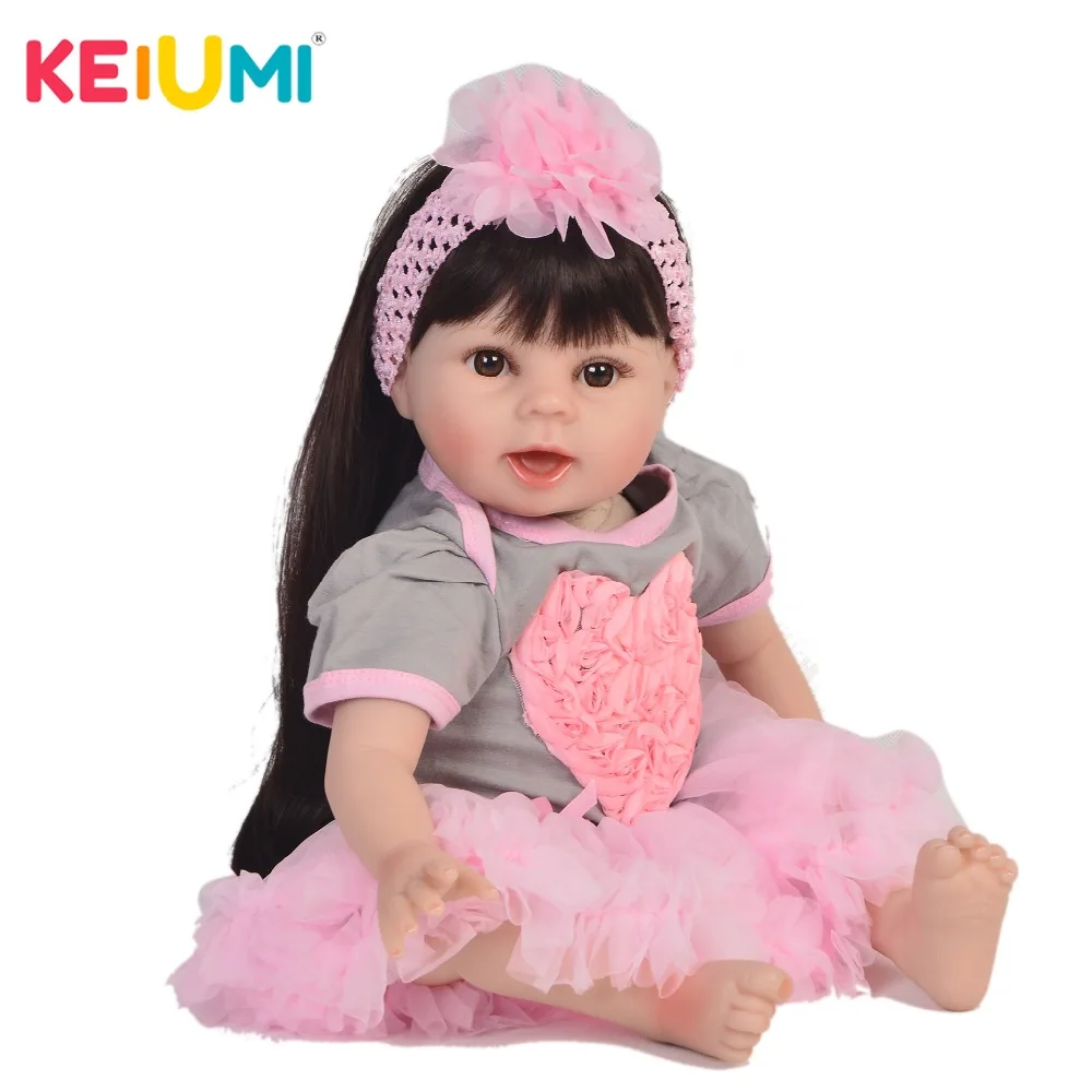 

KEIUMI 55 cm Baby Realistic reborn Doll Soft Silicone Newborn Toys 22'' Reborn Baby Doll Cloth For Body Kids Christmas Gifts