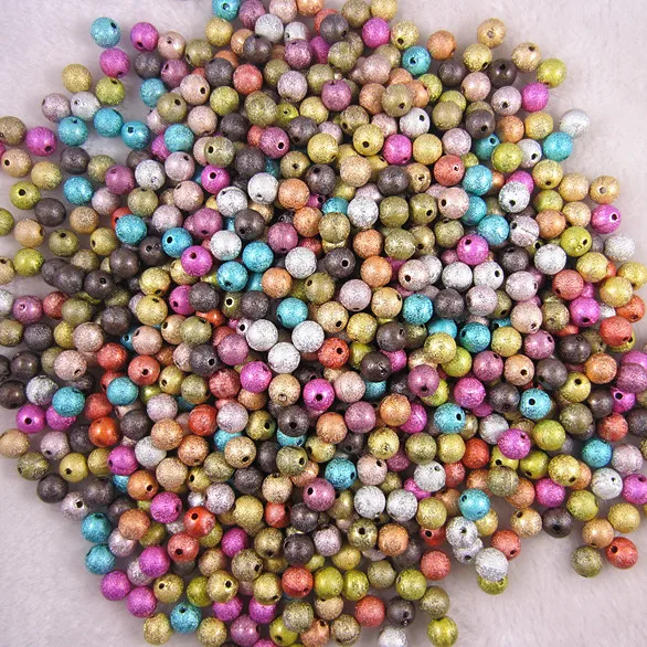 

Mixed Colors 6mm Acrylic Stardust Matte Beads Round Ball Spacer Loose Bead Charms Findings for Jewelry Making 200pcs/lot ST02