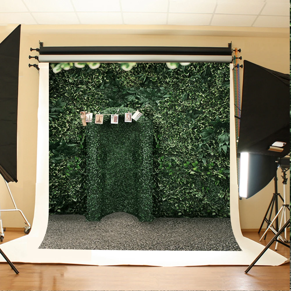 

Wedding Photo Background Green Leaf Gray Ground Birthday Photo Background Suspended Pictures Backdrops for Photographic Studio
