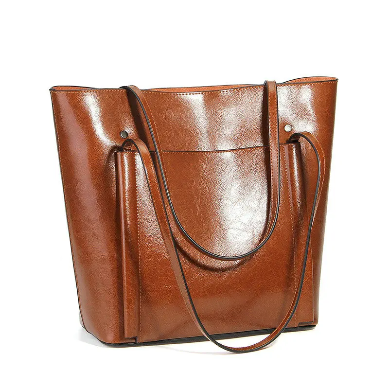 QIAOBAO новые сумки из натуральной воловьей кожи простые большие емкости масло воск кожаные дамские сумочки, сумки для покупок сумка на плечо женская большая сумка