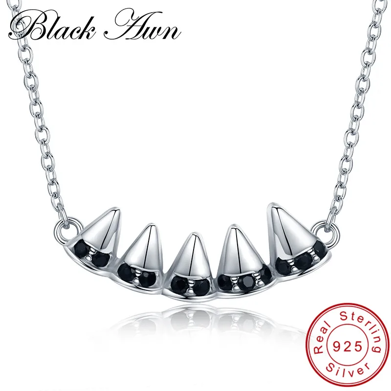 

[BLACK AWN] Classic Band 925 Sterling Silver Fine Jewelry Trendy Engagement Necklaces for Women Wedding Pendants P134