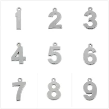 Teamer-colgante de plata con número de la suerte para mujer, abalorio de Color plateado, apto para collar hecho a mano, fabricación de joyas, 0, 1, 2, 3, 4, 5, 6, 7, 8, 9