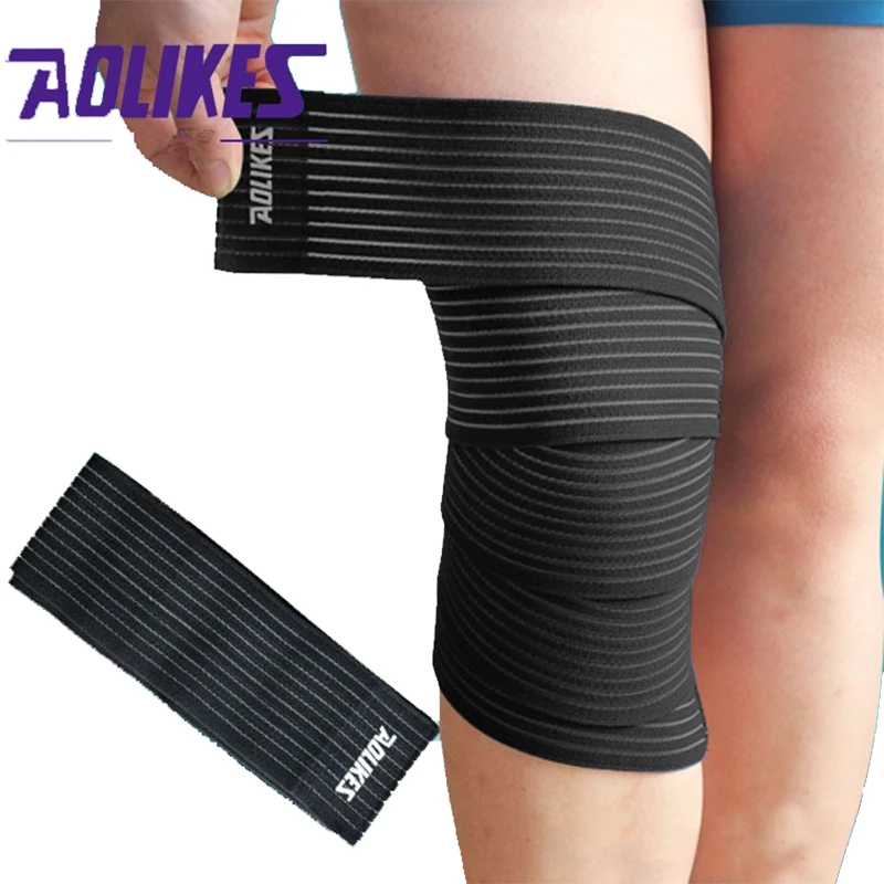 1Pair 180*7.5cm Elastic Bandage Tape Sport Knee Support Strap Knee Pads