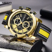 Мужской спортивный хронограф наручные часы желтые черные кварцевые часы для военных спортивных часов мужские Relogios Masculino золото 2079 GDBK