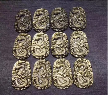 

Natural Gold Black Obsidian Crystal Dragon Shape One Pendant 58x38x11mm AAAAA