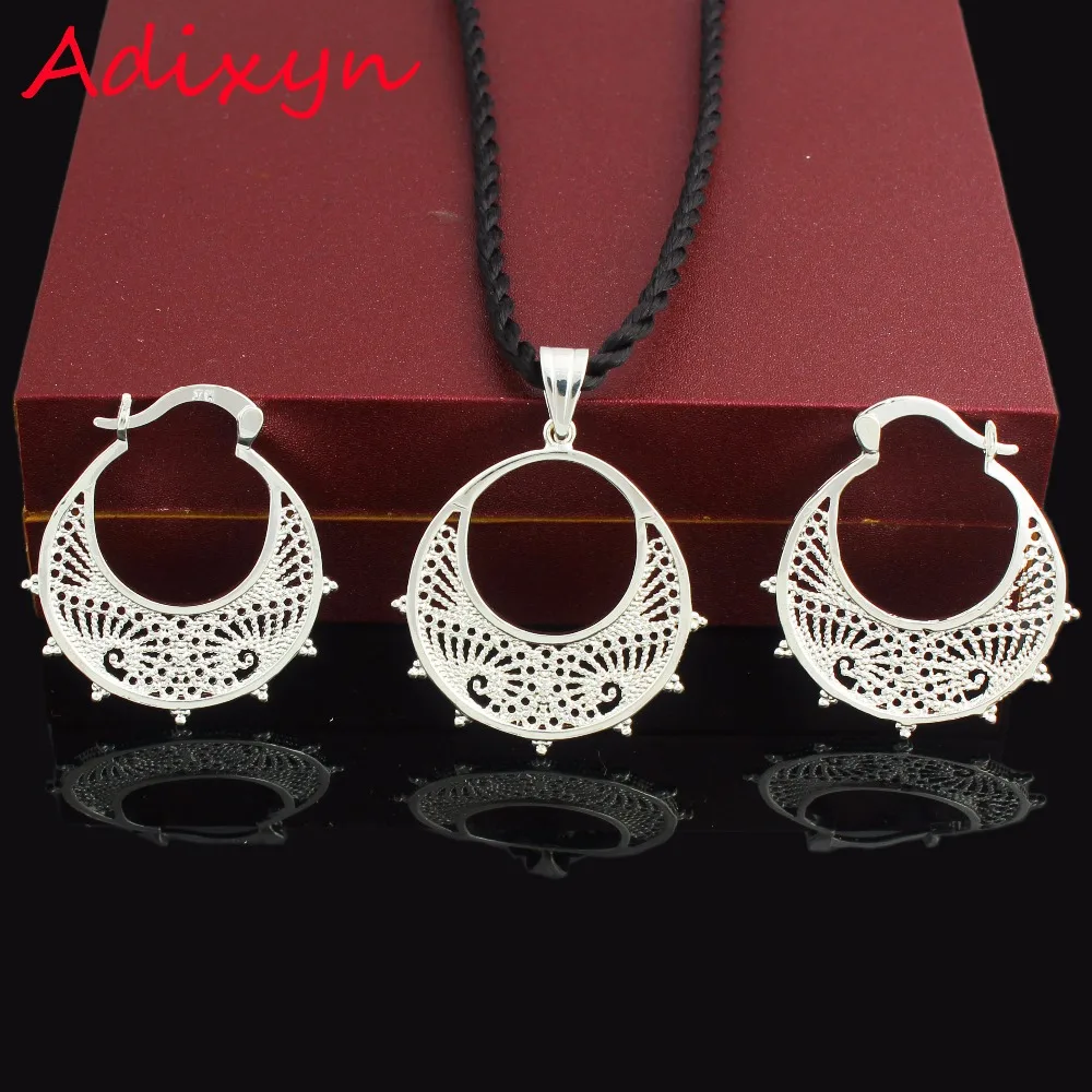 

New Ethiopian/Algeria Jewelry Set Pendant /Rope/Earring/Jewelry Silver Plated Eritrea Habesha Women Party African
