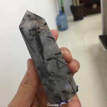 

3.28 Special Offer--187g Natural Black Tourmaline Quartz Crystal Healing Point Mineral Stone Wand Home Decoration