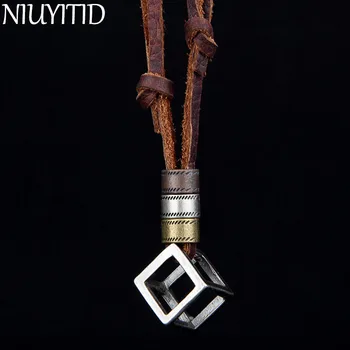 100% Genuine Vintage Adjustable Leather Men Necklaces 1