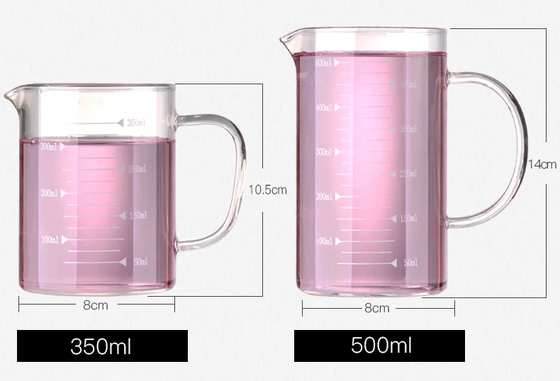 350 мл/500 мл пищевые боросиликатные стеклянные измерительные чашки кухонные принадлежности молочная измерительная прозрачная стеклянная чашка
