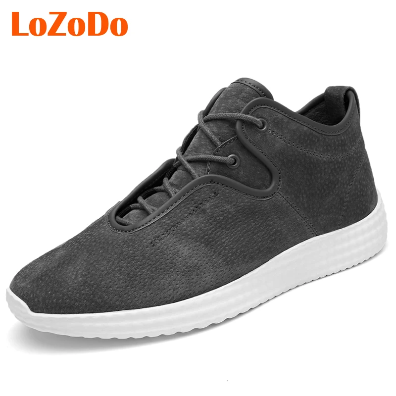 LoZoDo Hight Top Men Running Shoes Outdoor Athletic Sports Shoes High Quality Leather Walking