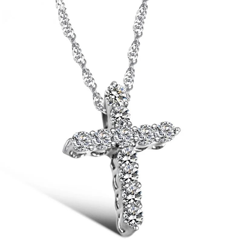 

New fashion high quality super flash luxury crystal cross ladies necklace pendant jewelry gift