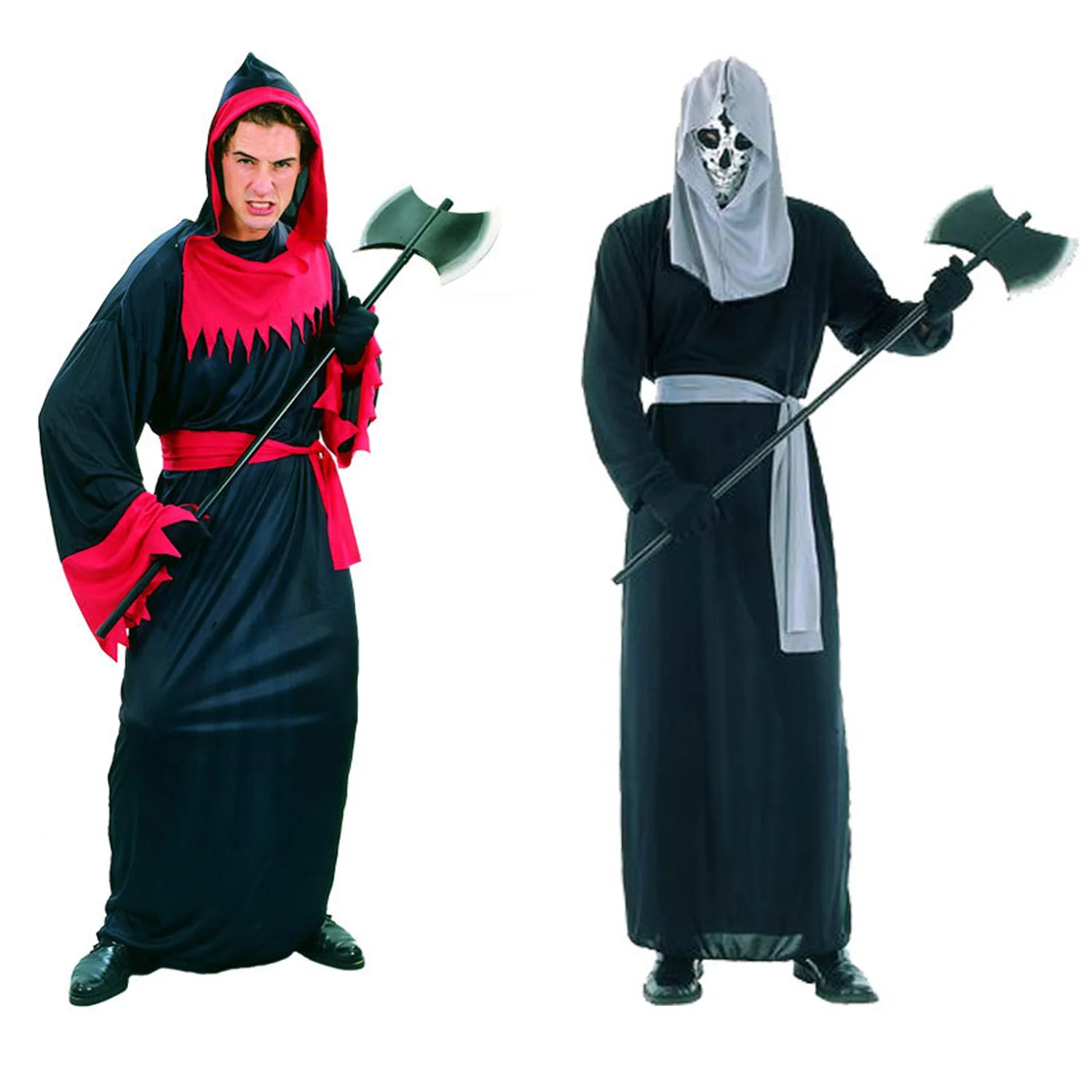 

Behogar Men Costume Halloween Tunic Hooded Robe Cloak Knight Gothic Fancy Dress Outfit for Cosplay Masquerade Party Supplies