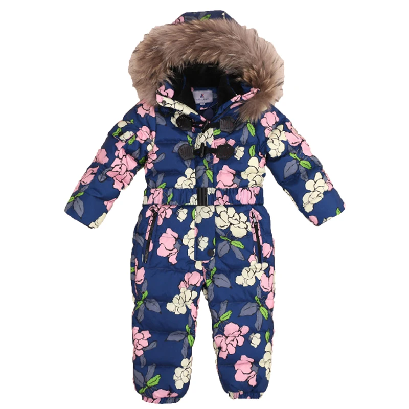 3-8Y 2018 New Russia Winter Kids Clothing Boys Girls Rompers Duck Down Jumpsuit Baby Snow Wear Snowsuit Warm Overalls Suit R05