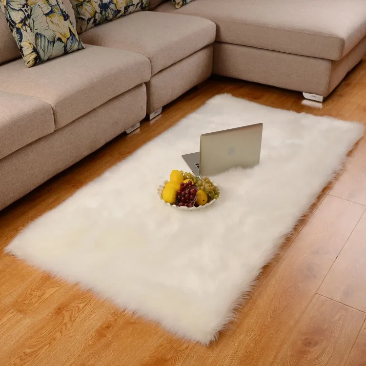 

Artificial Wool Carpet Rectangle/Square garnish Faux Mat Seat Pad Plain Skin Fur Plain Fluffy Area Rugs Washable Home Textile