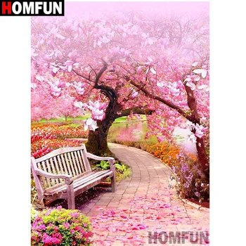 

HOMFUN Full Square/Round Drill 5D DIY Diamond Painting "Flower tree chair" 3D Diamond Embroidery Cross Stitch Home Decor A19788