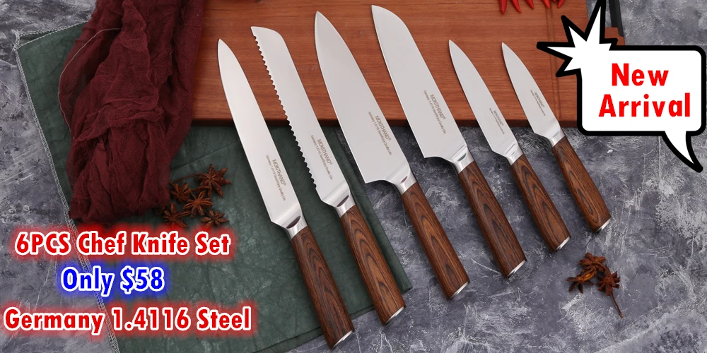 Mokithand 5pcs Kitchen Knife Set Professional Japanese Chef Knives 7CR17 High Carbon Stainless Steel Meat Santoku Paring Knife