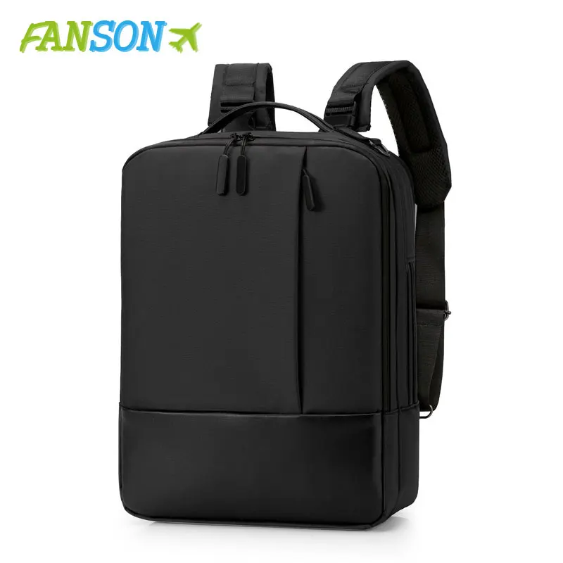 FANSON, деловой мужской рюкзак, черный, зарядка через usb, рюкзак для ноутбука с защитой от кражи, 15,6 дюймов, мужской, большой емкости, школьные сумки для колледжа - Цвет: Черный