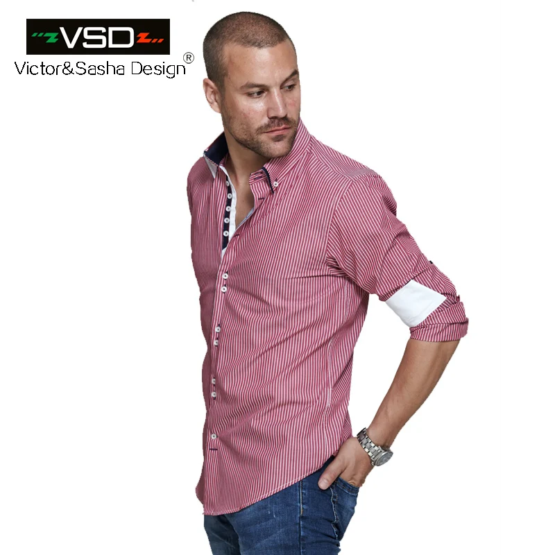 

VSD Italian Spring Causal Slim Fit Men Shirts Striped Style Men's Shirt Long Sleeve Plus Size Euro Homme Camiseta Masculina V066