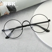 HBK круглые винтажные очки с оправой для женщин и мужчин, металлические оптические зеркальные классические женские очки PG0027