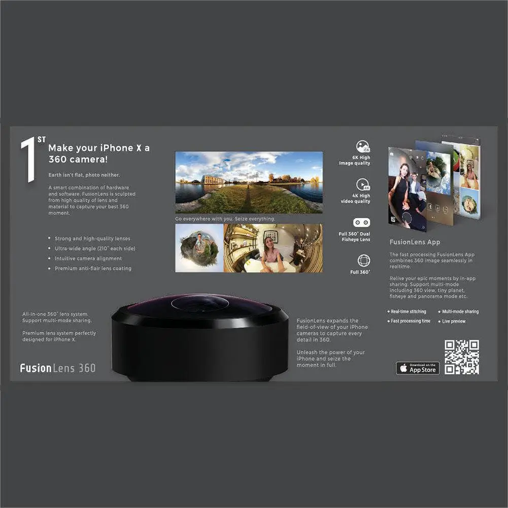 360 градусов панорамный объектив мобильного телефона для iPhone 7/8/7 P/8 P/X/XS r30