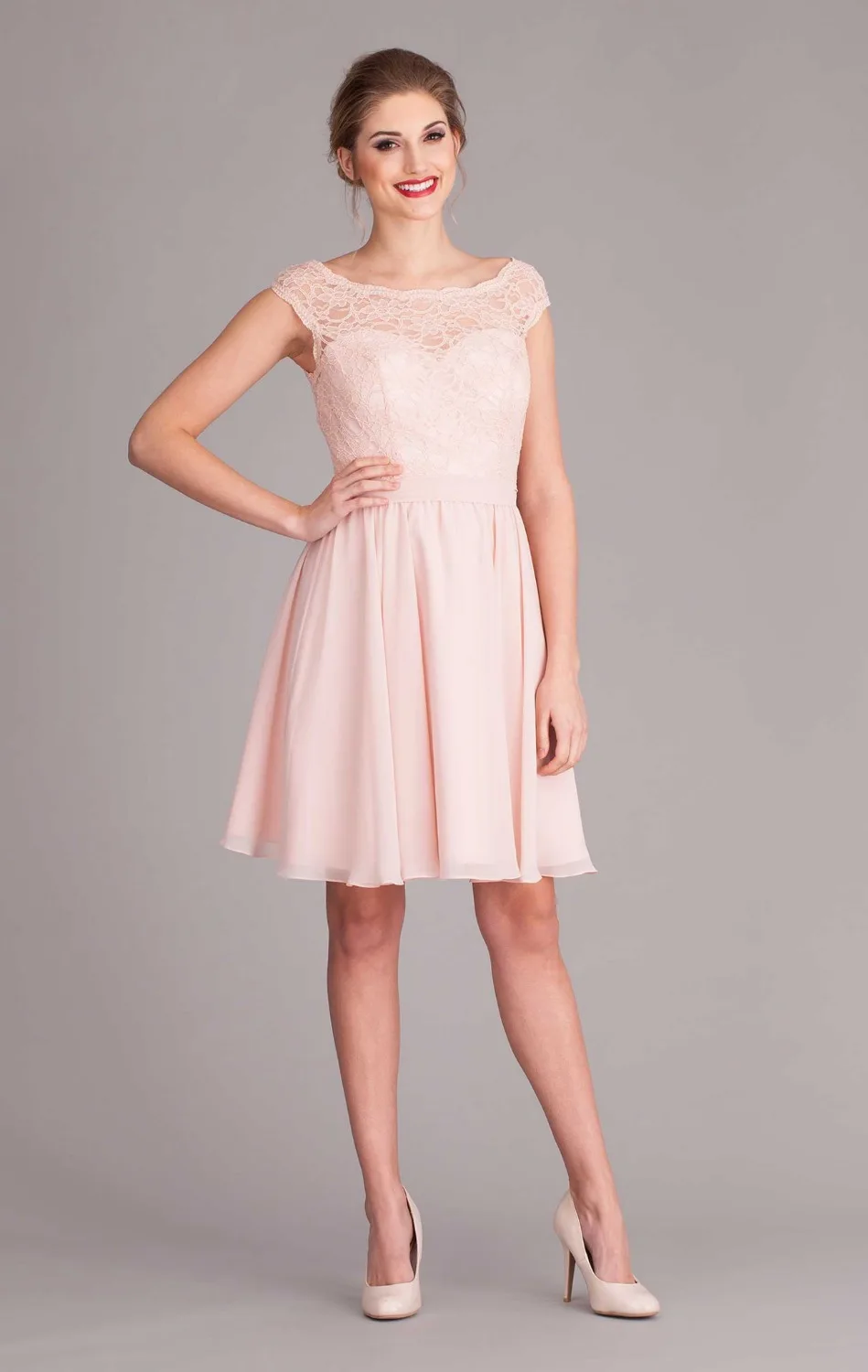 2017 Pink V Back Cap Sleeve Short Lace Bridesmaid Dress With Sashes 2017 Pink V Back Cap Sleeve Short Lace Bridesmaid Dress With Sashes Knee Length Wedding Guest Vestidos Madrinhas In Dresses From Weddings
