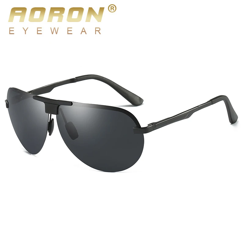 

AORON Alloy Frame Mens Polarized Sunglasses Brand Original Glasses Mirror Design Goggles Eyewear Oculos de sol
