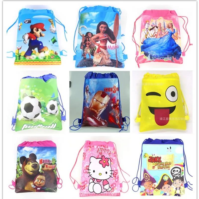 

1pc Cartoon School Bag for Boy,Girl Mario,Football, Avengers Drawstring School Backpack Birthday Gift Bag Student book bag