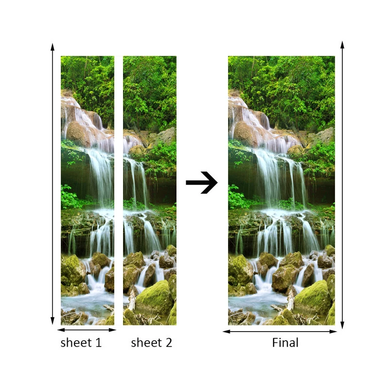 3D фото обои водопад природа пейзаж дверь стикер Декор для дома из ПВХ самоклеющиеся водонепроницаемые дверные наклейки настенная роспись
