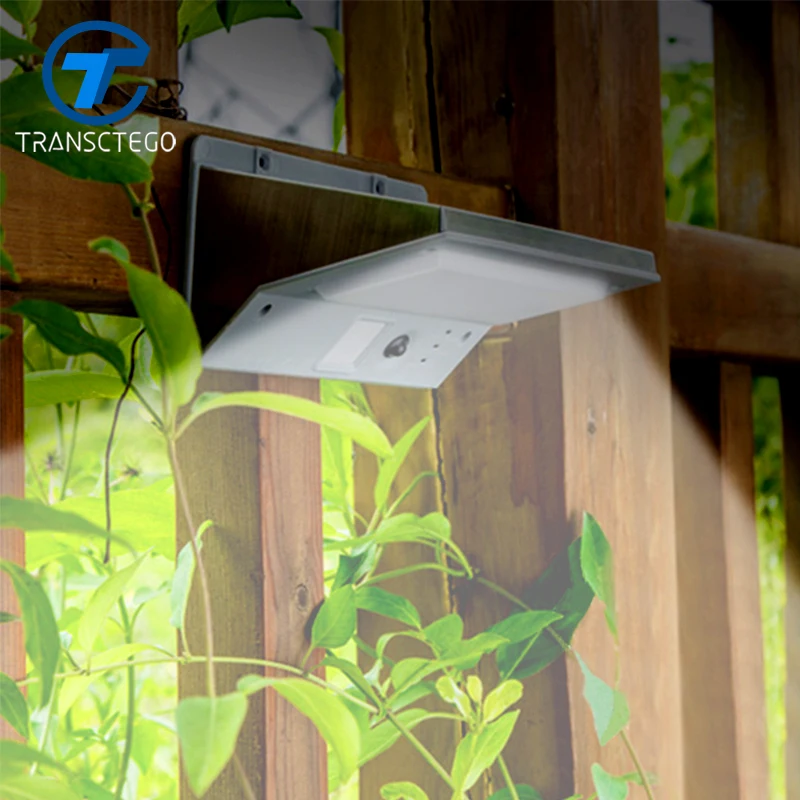 TRANSCTEGO Solar Energy Lamp Stainless Steel Wall Lamp LED Waterproof Garden Outdoor Countyard Lights Human Body Induction 2W