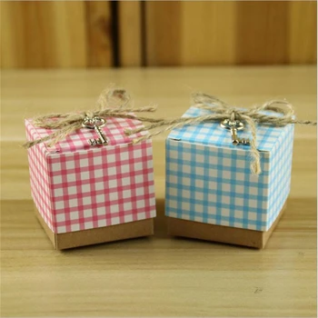 

100Pcs Creative Lattice Wedding Favor Boxes Baby Shower Chocolate Candy Box With Key Wedding Party Decoration Supplies