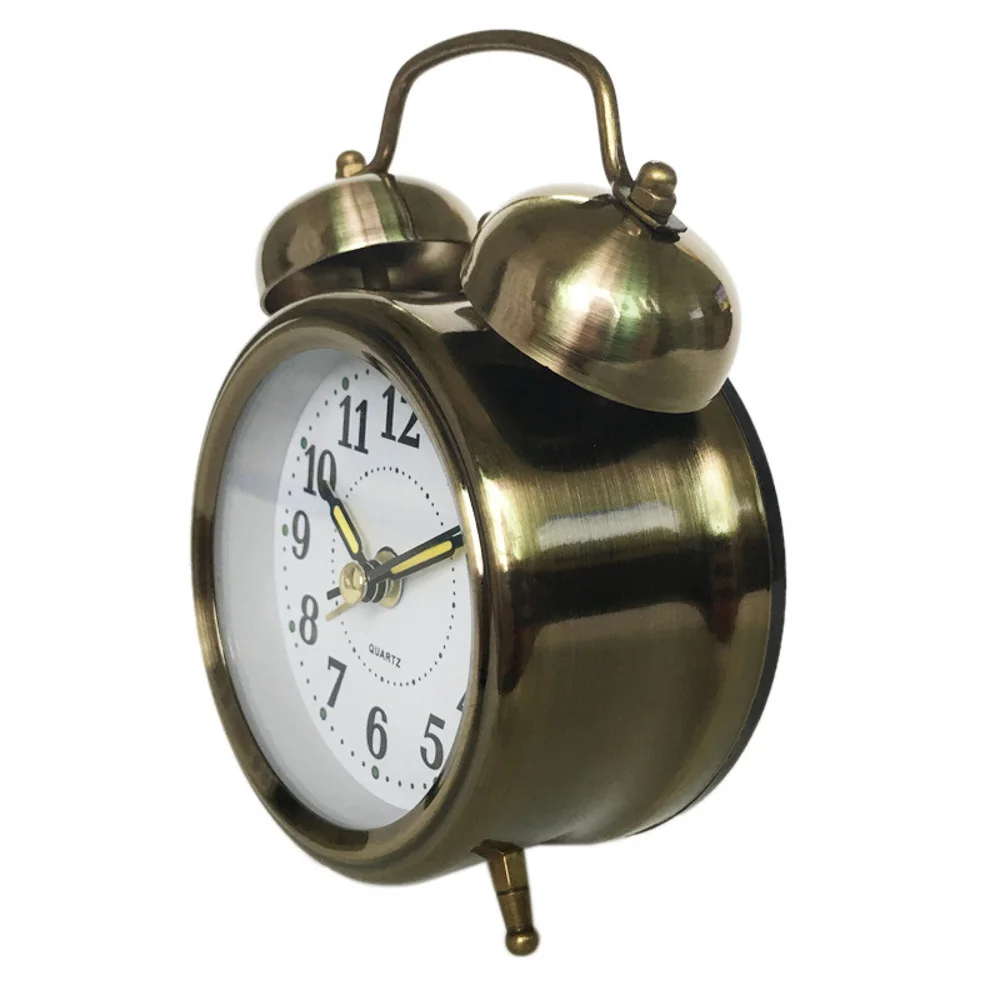 Nightlight Super Loud Retro Double Bell Mechanical Keywound Alarm Clock