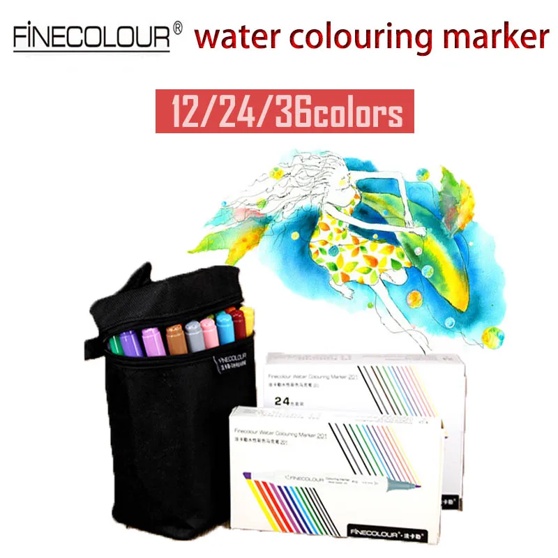 Finecolour двойной aquarelle Маркер 12/24/36 компл. графический Рисунок пером аниме Маркеры