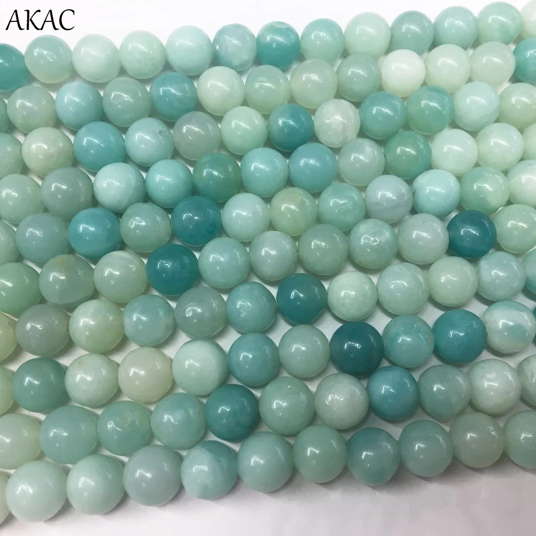 

AKAC natural blue amazonite loose beads 6/8/10mm for jewelry diy making bracelet necklace anklet wholesale