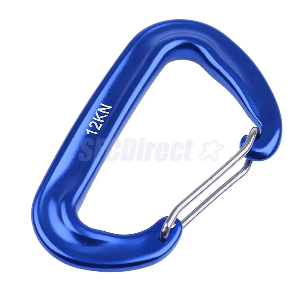 MagiDeal 12KN Aluminium Climbing Carabiner D Shape Spring Snap Climb Clasp Clip Hook Locking Buckle Outdoor Climbing Accessories