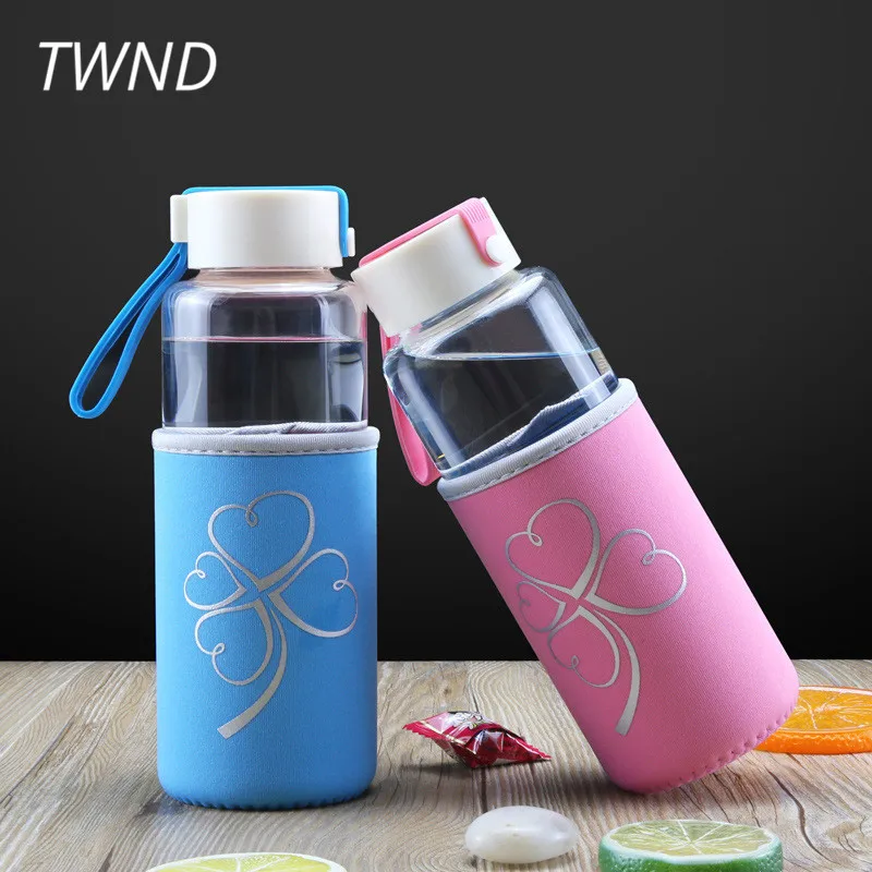 450CC Heat resistant glass water bottles sport kettle creative