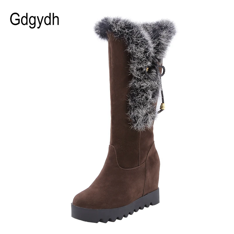 Taille D'hiver Talon Femme Russe De 2018 Chaussures Noirs Coins Bottes Shoes New Shoes 43 Femelle brown Grand Neige Hiver Femmes Black Gdgydh Plate Fourrure Réel forme xRCwqn78Y