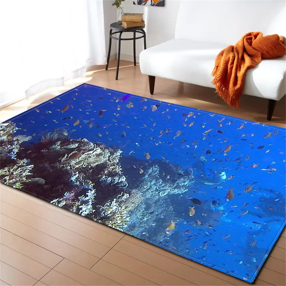 3D ковер с морскими рыбами декоративный коврик для детской комнаты нескользящий