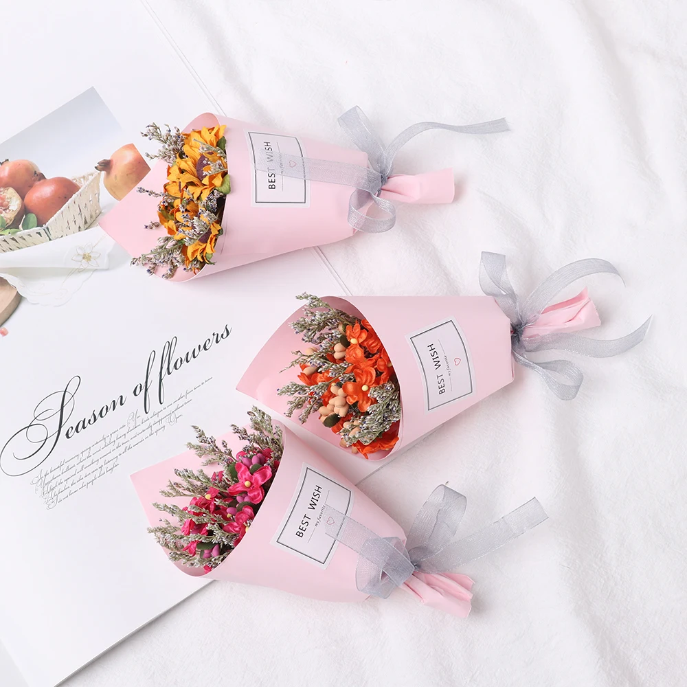 

Teacher's Day Gift Mini Artificial Gypsophila Flower Bouquet Christmas Decoration Dried Flower with Gift Box Home Garden