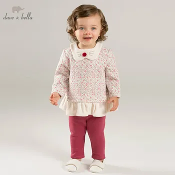 

DBM8261 dave bella autumn baby fashion clothing sets girls lovely long sleeve suits children print clothes