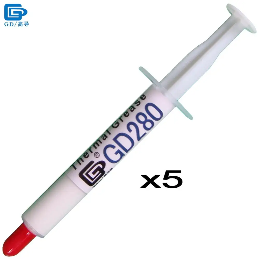 

GD280 Thermal Conductive Grease Paste Silicone Plaster Heatsink Compound 5 Pieces Net Weight 3 Grams White Syringe Packaging SY3