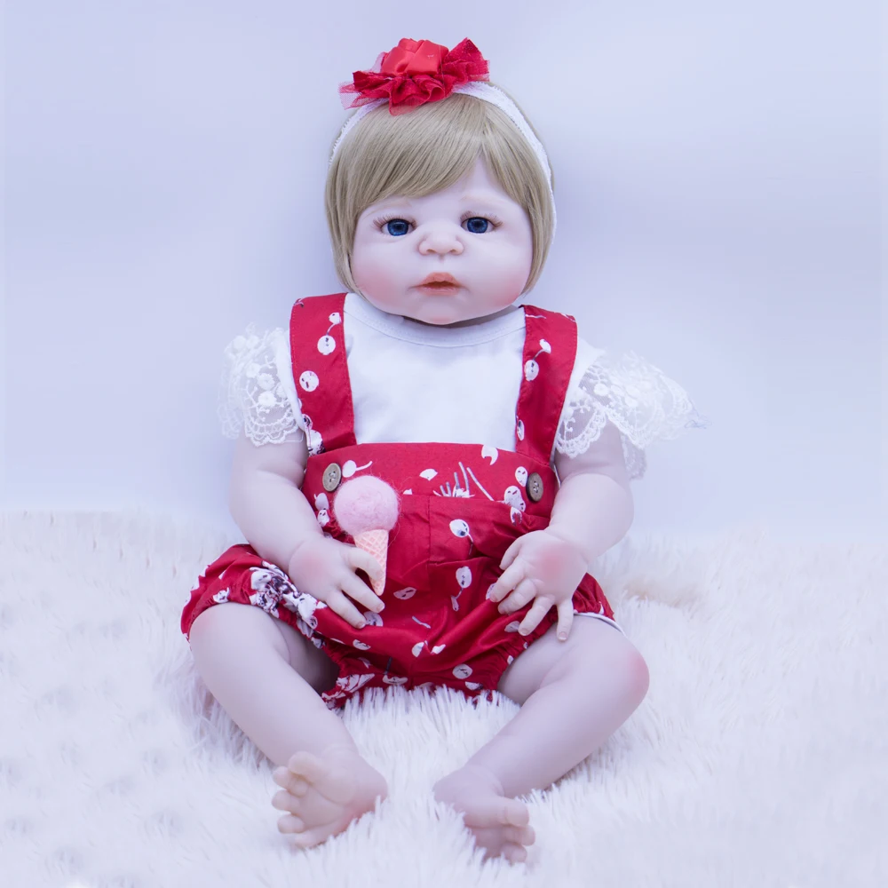 Bebes reborn girl dolls 22"55cm girl body silicone reborn baby victoria princess lifelike children gift toy dolls alive doll